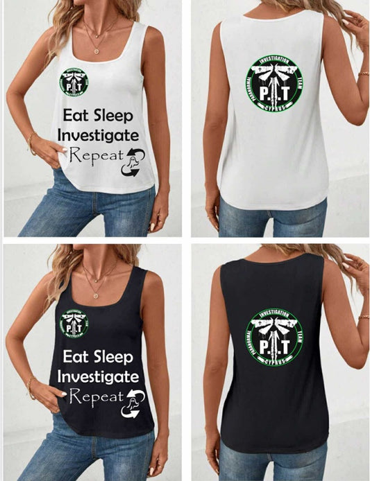 P.I.T Cyprus Tank Top - Eat Sleep Investigate Repeat | Aμάνικο Μπλουζάκι